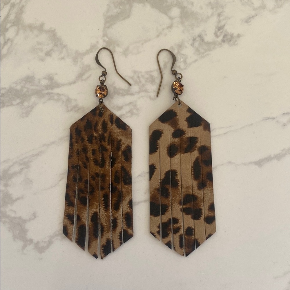 Leopard Print Dangle Earrings